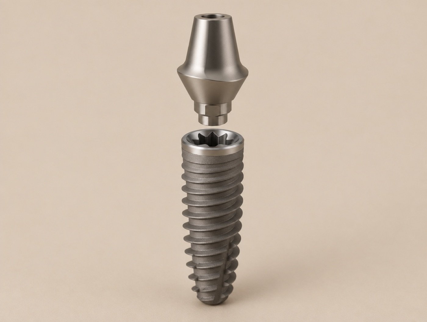 Generic implant and abutment showing an internal connection (illustration)