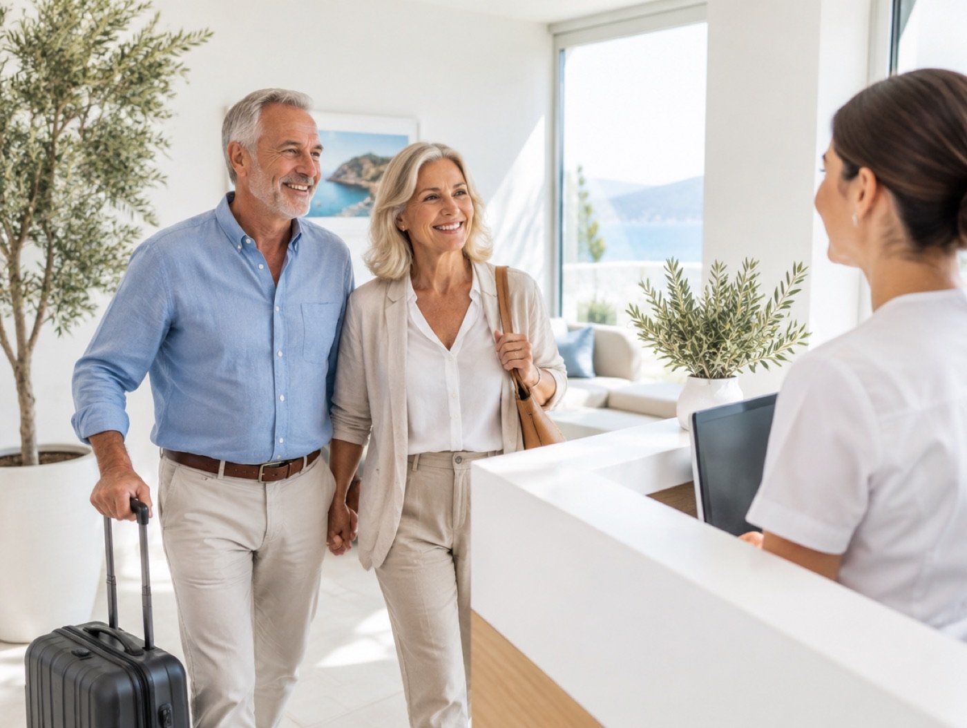 Couple arriving at a dental clinic